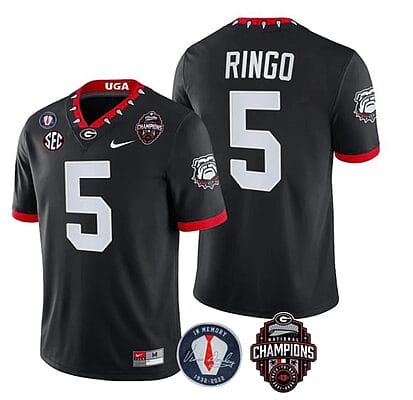 Georgia Bulldogs Kelee Ringo Jersey #5 - Back To Back National Champions College Football Black
