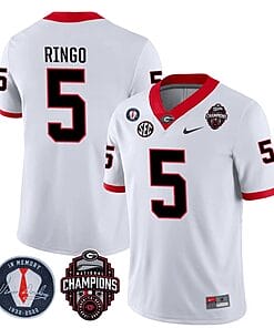 Georgia Bulldogs Kelee Ringo Jersey #5 - Back To Back National Champions College Football White