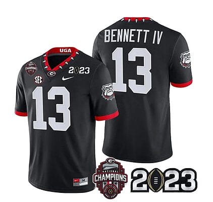Georgia Bulldogs Stetson Bennett Jersey #13 CFP National Champions Patch 2023 – All Stitched Black