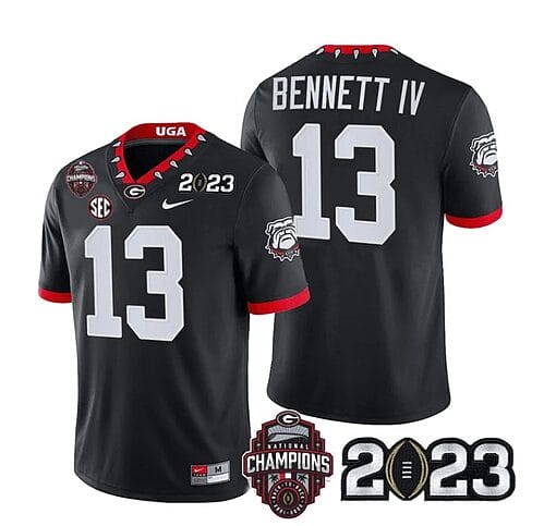 Georgia Bulldogs Stetson Bennett Jersey #13 CFP National Champions Patch 2023 – All Stitched Black