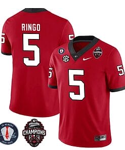 Georgia Bulldogs Kelee Ringo Jersey #5 - Back To Back National Champions College Football Red