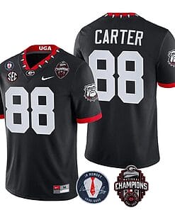 Georgia Bulldogs Jalen Carter Jersey #88 - Back To Back National Champions College Football Black