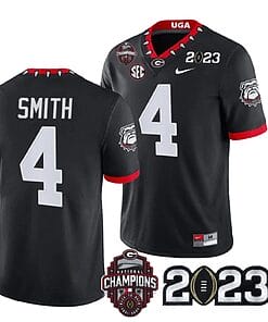 Georgia Bulldogs Nolan Smith Jersey #4 CFP National Champions Patch 2023 – All Stitched Black