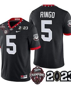 Georgia Bulldogs Kelee Ringo Jersey #5 CFP National Champions Patch 2023 – All Stitched Black