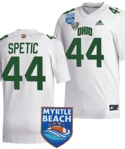 Gianni Spetic Jersey #44 Ohio Bobcats 2023 Myrtle Beach Bowl Patch MVP Football White