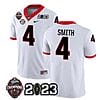 Georgia Bulldogs Nolan Smith Jersey #4 CFP National Champions Patch 2023 – All Stitched White