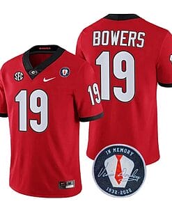 Georgia Bulldogs Brock Bowers Jersey #19 Honoring Vince Dooley Patch – All Stitched Red
