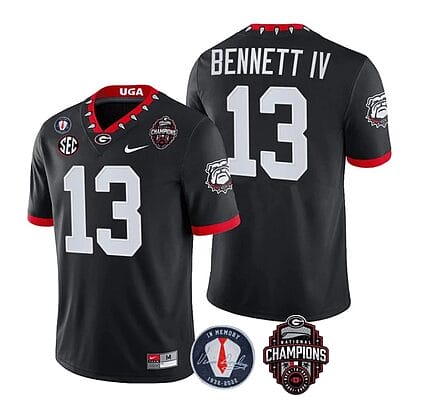 Georgia Bulldogs Stetson Bennett Jersey #13 - Back To Back National Champions College Football Black