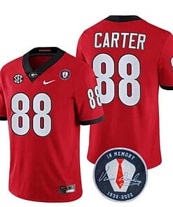 Georgia Bulldogs Jalen Carter Jersey #88 Honoring Vince Dooley Patch – All Stitched Red