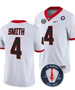 Georgia Bulldogs Nolan Smith Jersey #4 Honoring Vince Dooley Patch – All Stitched White