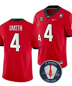 Georgia Bulldogs Nolan Smith Jersey #4 Honoring Vince Dooley Patch – All Stitched Red