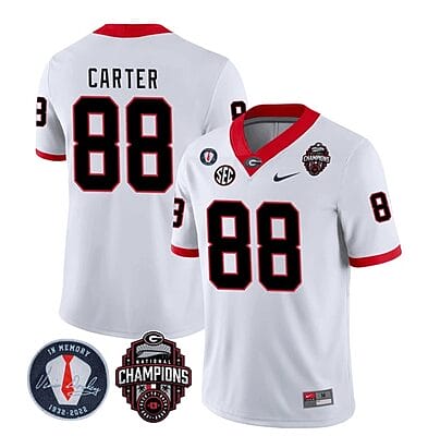 Georgia Bulldogs Jalen Carter Jersey #88 - Back To Back National Champions College Football White