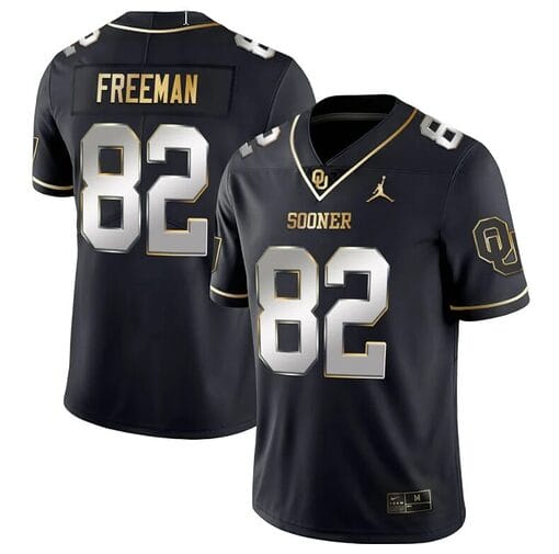 Gavin Freeman Jersey #82 Oklahoma Sooners College Football Stitched Black Gold