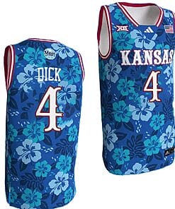 Gradey Dick Jersey #4 Kansas Jayhawks Bill Self Game College Basketball Blue Maui Strong