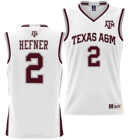 Hayden Hefner Jersey #2 Texas Aggies NIL College Basketball Jersey Lightweight White