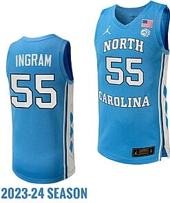 Harrison Ingram Jersey #55 North Carolina Tar Heels Replica College Basketball 2023-24 Blue