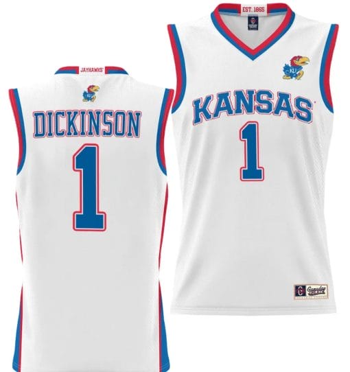 Hunter Dickinson Jersey #1 Kansas Jayhawks NIL College Basketball Lightweight White
