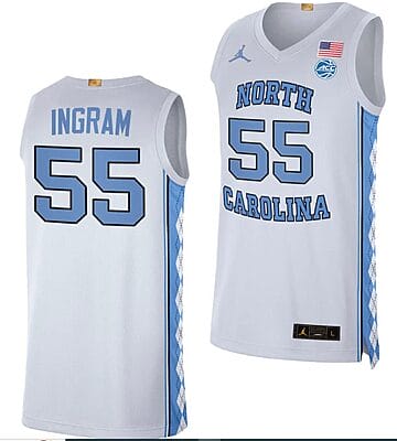 Harrison Ingram Jersey #55 North Carolina Tar Heels College Basketball White
