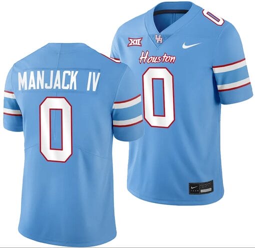 Houston Cougars Oilers Themed #0 Joseph Manjack IV Jersey NCAA Football Blue