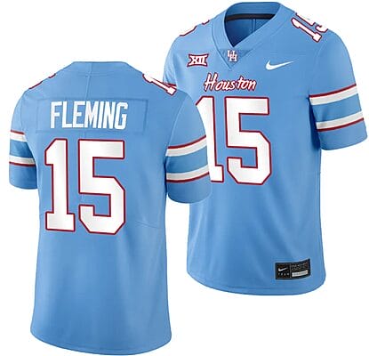 Houston Cougars Oilers Themed #15 Malik Fleming Jersey NCAA Football Blue