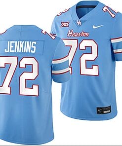 Houston Cougars Oilers Themed #72 Tank Jenkins Jersey NCAA Football Blue
