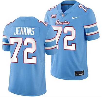Houston Cougars Oilers Themed #72 Tank Jenkins Jersey NCAA Football Blue