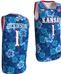 Hunter Dickinson Jersey #1 Kansas Jayhawks Bill Self Game College Basketball Blue Maui Strong
