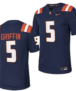 Illinois Fighting Illini Caleb Griffin Jersey #5 College Football Stitched Navy 2023