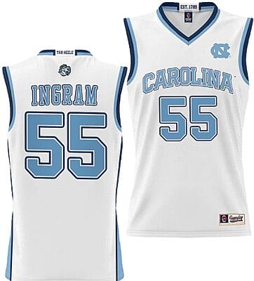 Ingram Blue Jersey #55 UNC Tar Heels College NIL Basketball Lightweight White
