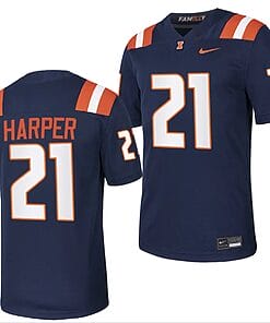 Illinois Fighting Illini Nicario Harper Jersey #21 College Football Stitched Navy 2023