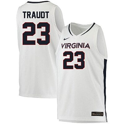 Isaac Traudt Jersey #23 Virginia Cavaliers College Basketball Stitched White