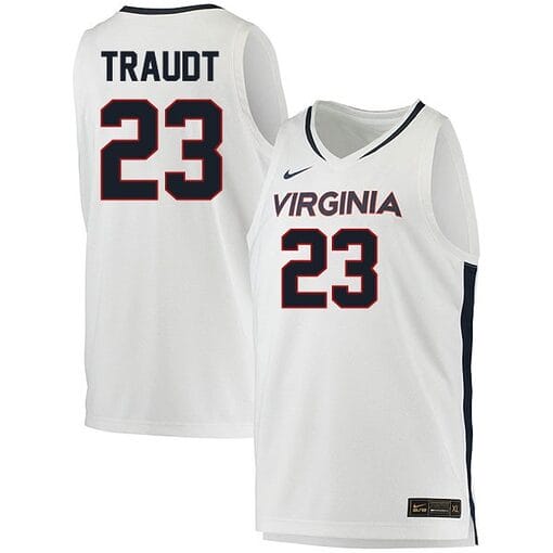 Isaac Traudt Jersey #23 Virginia Cavaliers College Basketball Stitched White