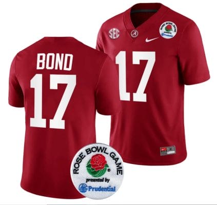 Isaiah Bond Jersey #17 Alabama Crimson Tide Rose Bowl Game 2024 Patch College Football Playoff Crimson