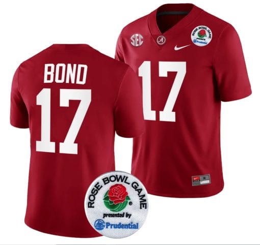 Isaiah Bond Jersey #17 Alabama Crimson Tide Rose Bowl Game 2024 Patch College Football Playoff Crimson