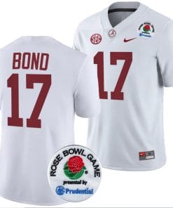 Isaiah Bond Jersey #17 Alabama Crimson Tide Rose Bowl Game 2024 Patch College Football Playoff White