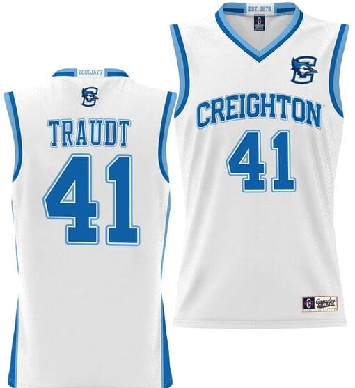 Isaac Traudt Jersey #41 Creighton Bluejays College NIL Basketball Lightweight White