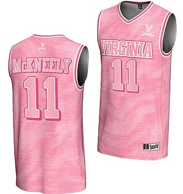 Isaac McKneely Jersey #11 Virginia Cavaliers College Basketball Lightweight Pink