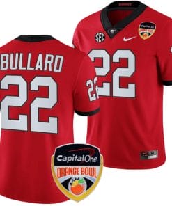 Javon Bullard Jersey #22 Georgia Bulldogs Orange Bowl Patch 2023 College Football Red