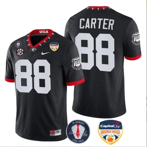 Jalen Carter Jersey #88 Georgia Bulldogs Orange Bowl Patch Football Stitched Black