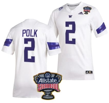 JaLynn Polk Jersey #2 Washington Huskies Allstate Sugar Bowl Patch 2024 College Football White