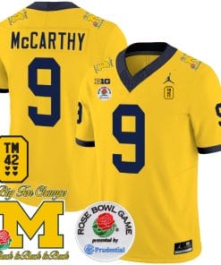 JJ McCarthy Jersey #9 Michigan Wolverines Vapor TM 42 Honor Rose Bowl Patch Football Maize