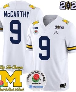 JJ McCarthy Jersey #9 Vapor Limited 2024 College Football Bowl and Rose Bowl Patch White