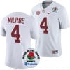 Jalen Milroe Jersey #4 Alabama Crimson Tide Rose Bowl Game 2024 Patch College Football Playoff White