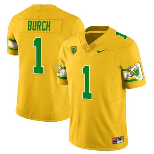 Jordan Burch Jersey #1 Oregon Ducks ‘Mighty Oregon’ Throwback Football Uniforms Yellow