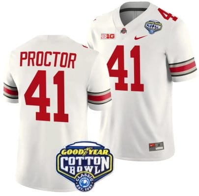 Josh Proctor Jersey #41 Ohio State Buckeyes Cotton Bowl Patch 2023 Football White