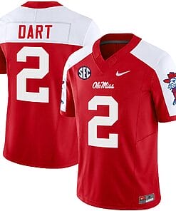 Jaxson Dart Jersey #2 Ole Miss Rebels Football Vapor Limited All Stitched Red Alternate