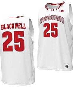 John Blackwell Jersey #25 Wisconsin Badgers By the Players Basketball 2023-24 White