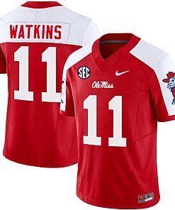 Jordan Watkins Jersey #11 Ole Miss Rebels Football Vapor Limited All Stitched Red Alternate