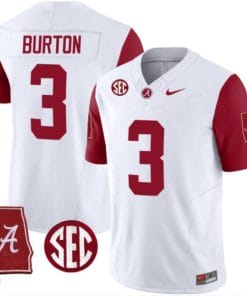 Jermaine Burton Jersey #3 Alabama Crimson Tide Vapor Stitched Football Alabama Map Crimson Sleeves