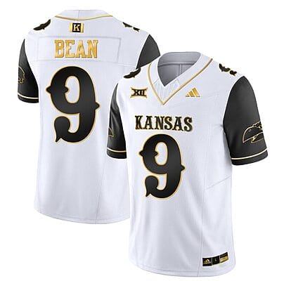 Jason Bean Jersey #9 Kansas Jayhawks Blackhawk Gold Vapor Football Black Sleeves